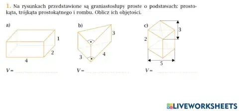Objętości graniastosłupów