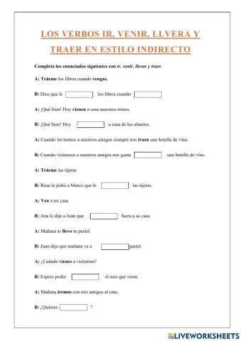 Los verbos llevar, traer, ir y venir en estilo indirecto