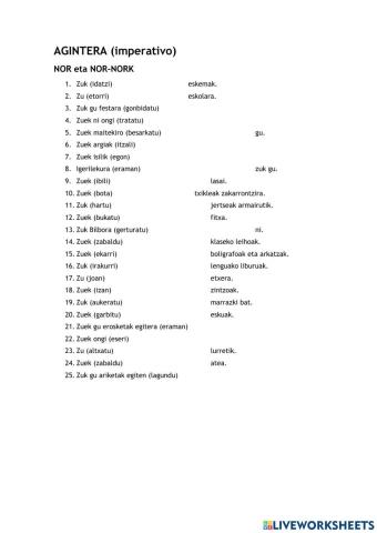 Agintera (nor eta nor-nork)