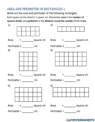 Find the area  and perimeter of squares
