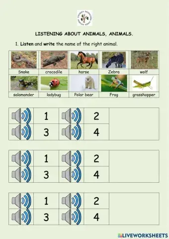 Listening animals descriptions