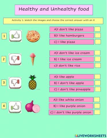 Healthy and Unhealthy food