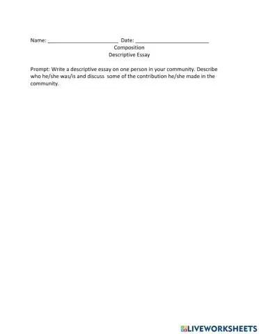 Descriptive Essay Prompt