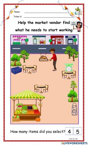 Slect the tools of the Market Vendor