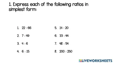 Simplifying Ratios