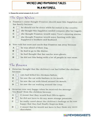 In a nutshell: Wicked and Humorous Tales