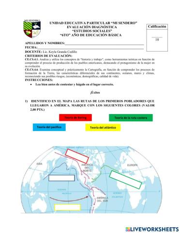 Evaluación diagnóstica - sexto año