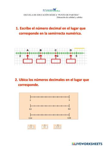 Decimales en la semirrecta numérica