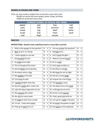 Words as Nouns and Verbs
