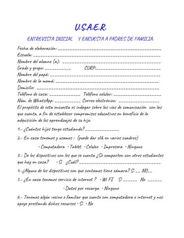 Encuesta USAER educación a distancia  21-22