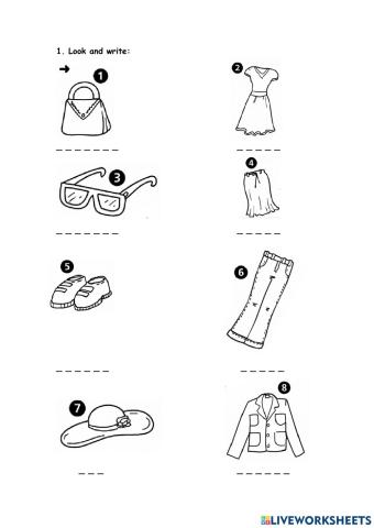 Worksheet for clothes 4