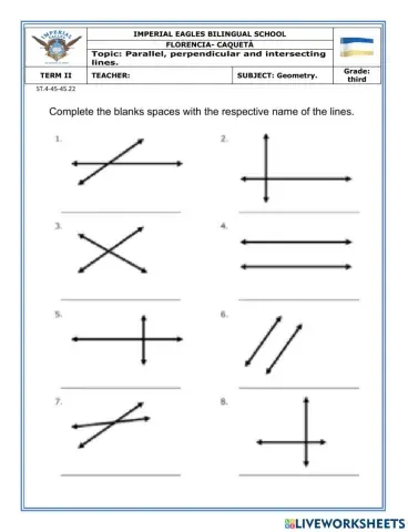Perpendicular, parallel and intersecting lines