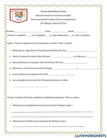 Características físicas del corregimiento