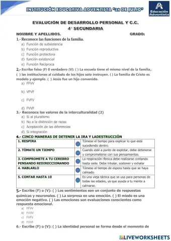 Evaluación desarrollo personal