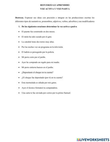 Voz activa y voz pasiva