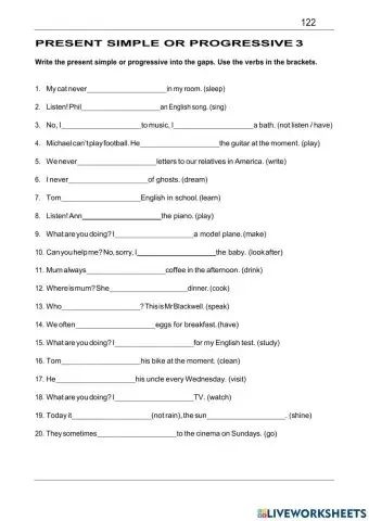 Present simple or progressive 3