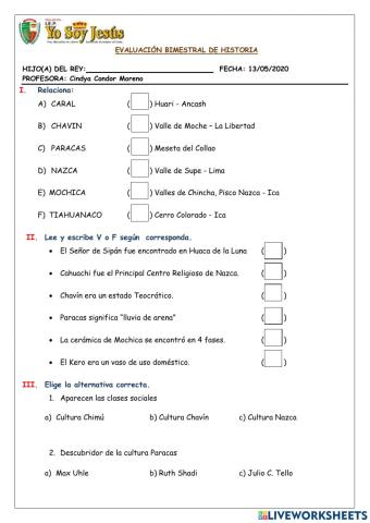 Evaluación historia
