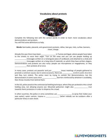 Vocabulary about protests