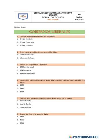 Gobiernos liberales de Ecuador