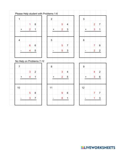 Addition and Subtraction No Regroup May 13