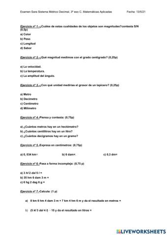 Sistema Métrico Decimal