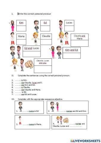 Persoanl pronouns and possessive adjectives