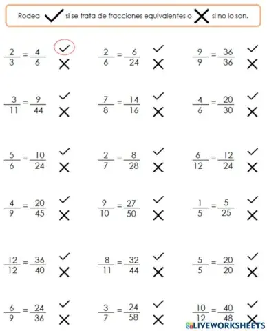Fracciones equivalentes