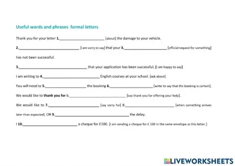 Formal letter writing pre-intermediate
