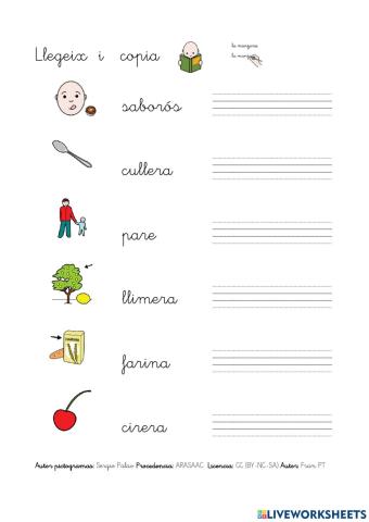 Copiar paraules amb erra.