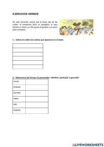 Ejercicios verbos imperativo y no personales