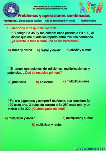 Operaciones combinadas