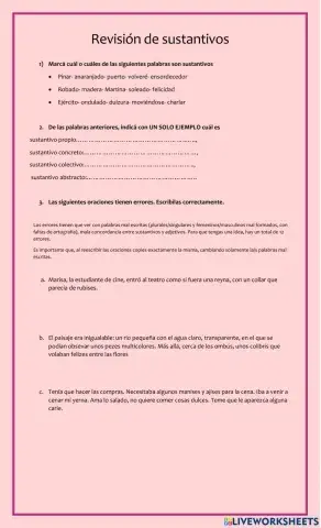 Revisión de sustantivos