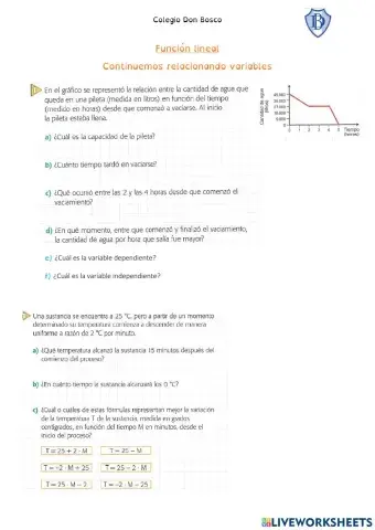 Función lineal - relación entre variables