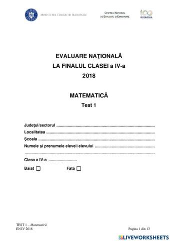 Evaluare - matematica