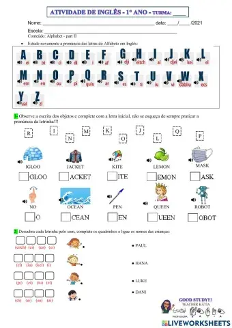 1° ano - INGLÊS - 13-05-21