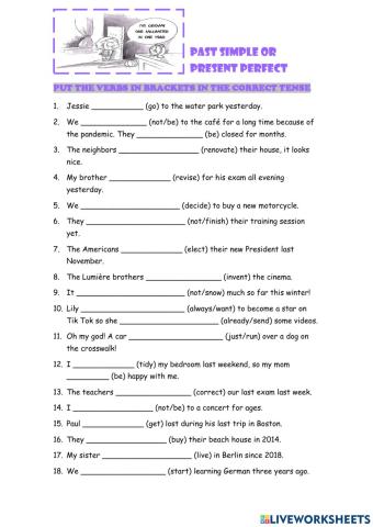 Past Simple or Present Perfect - worksheet 1