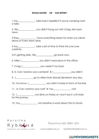 Would rather of had better?