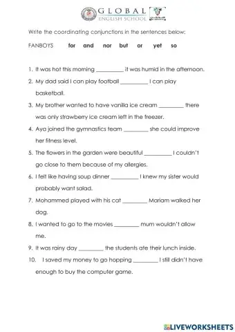 Coordinating Conjunctions