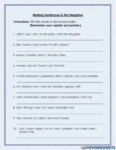 Making Sentences in the Negative