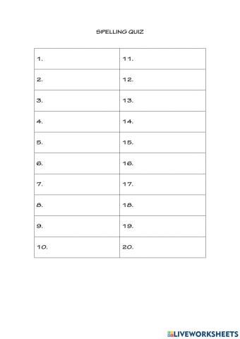 Spelling Quiz 3