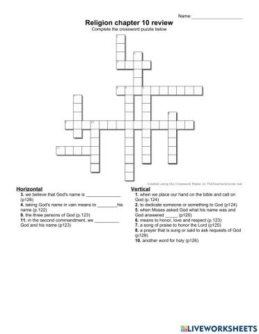 Second Commandment crossword