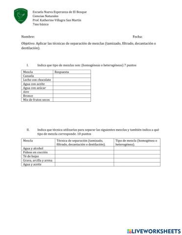 Aplicación mezclas de separación de técnicas 7°