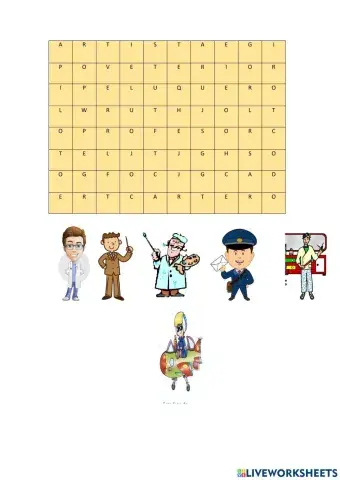 Sopa de letras de las profesiones