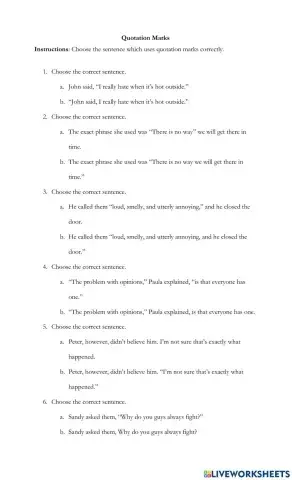 Grade 8 - Quotation Marks Review