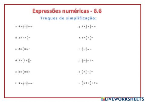 Expressões numéricas 6.6