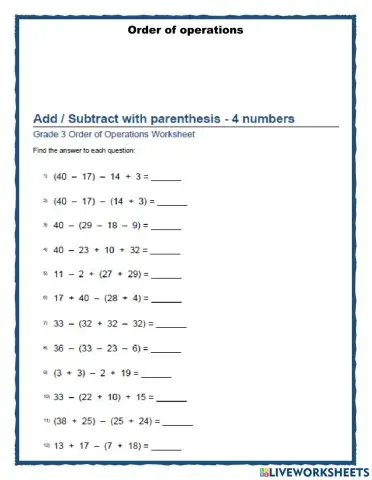 Order of operations 1