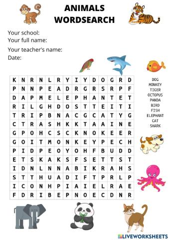 Animal crossword
