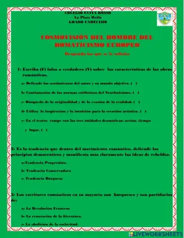 Cosmovisión del hombre romántico europeo