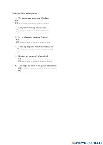 Present Simple questions and negatives