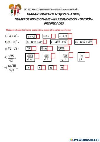 TPN°3 Multiplicacion y división de radicales -propiedades